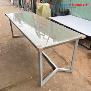 Bàn Họp Kính Cường Lực Chân Sắt 2m15 Cũ
