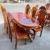 Bộ bàn ăn oval gỗ cũ