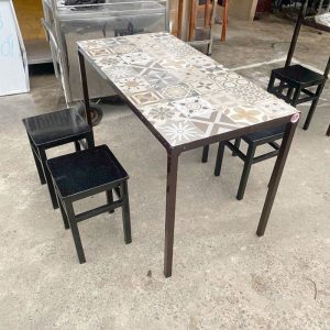 Bộ bàn ghế chân sắt mặt đá cũ