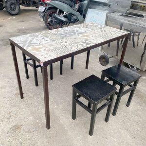 Bộ bàn ghế chân sắt mặt đá cũ