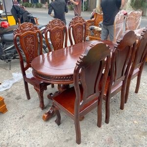Bàn ăn oval 6 ghế thanh lý