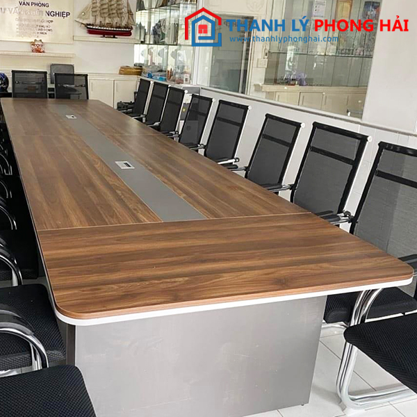 Thanh Lý Bàn Họp 3m6 MDF Màu Nâu Xám Mới 99%