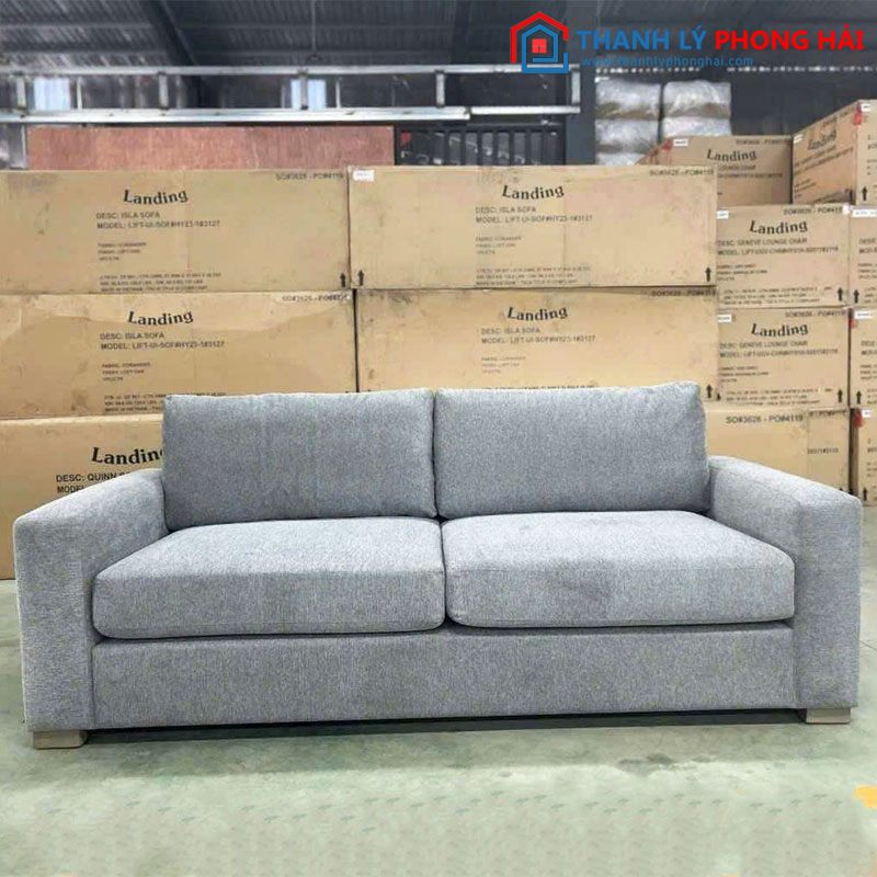 Thanh Lý Băng Sofa Trắng 2m2 Vải Canvas Mới 99%