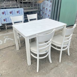 Bộ bàn ăn cabin cũ trắng