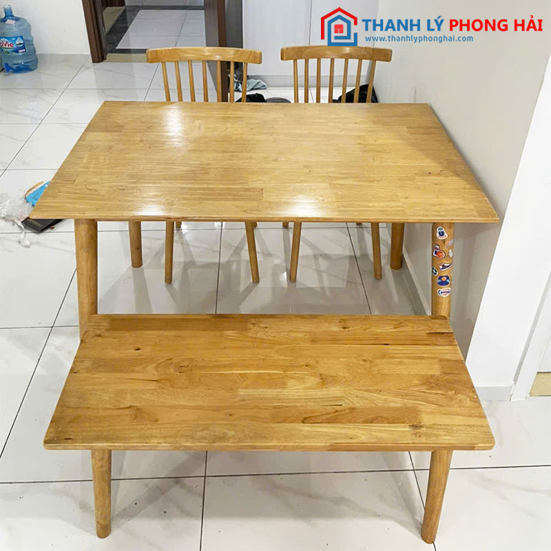 Bộ Bàn Ăn Gỗ Tự Nhiên 1m2 4 Món Cũ