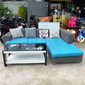 Bộ Sofa Góc L Phối Màu Xanh Xám 2m25 Cũ