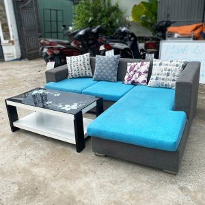 Bộ Sofa Góc L Phối Màu Xanh Xám 2m25 Cũ