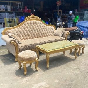 Bộ Sofa Hoàng Gia 2m4 Màu Vàng Cao Cấp Cũ