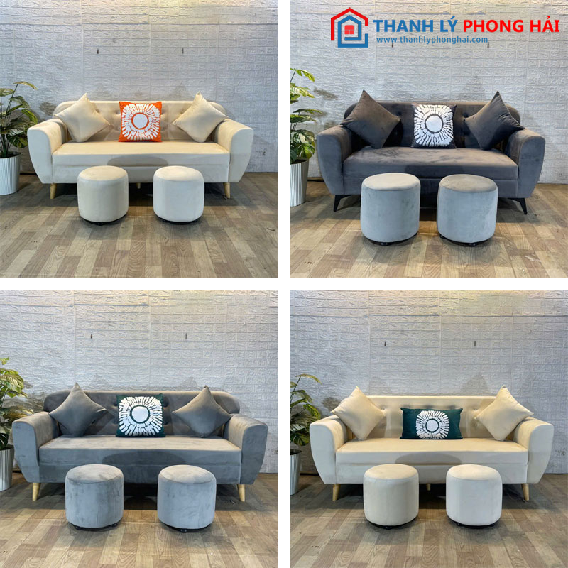 Thanh Lý Bộ Sofa Nhung Kèm Đôn Nhiều Mẫu Mới 99%