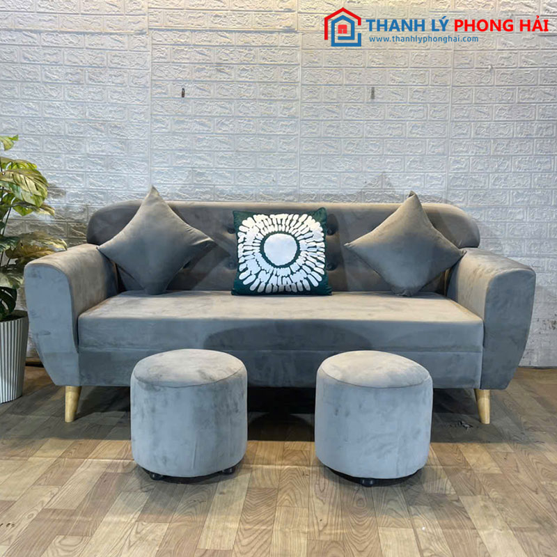 Thanh Lý Bộ Sofa Nhung Kèm Đôn Nhiều Mẫu Mới 99%