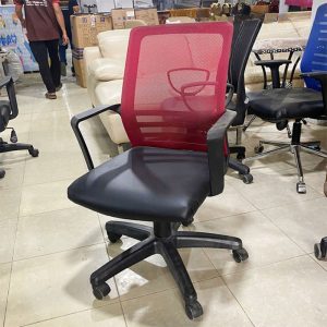 Ghế Xoay Lưng Lưới Đỏ Đệm Simili Cũ