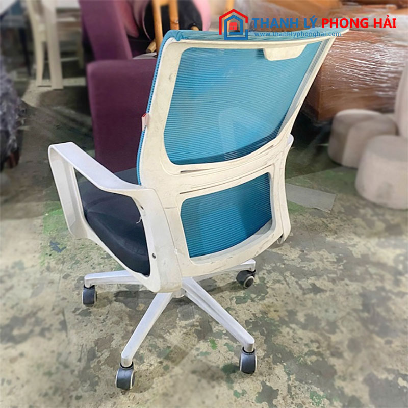 Ghế Xoay Lưng Lưới Xanh Tay Trắng Cũ