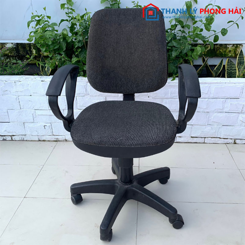 Ghế Xoay Văn Phòng Chân Nhựa Nỉ Đen Cũ