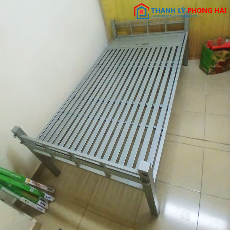Giường Sắt 1m Sơn Xám Gọn Nhẹ Cũ