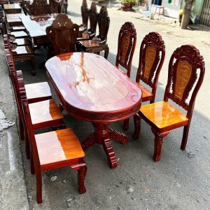 Thanh Lý Bàn Ăn Oval 6 Ghế Kiểu Dáng Sang Trọng Mới 99%