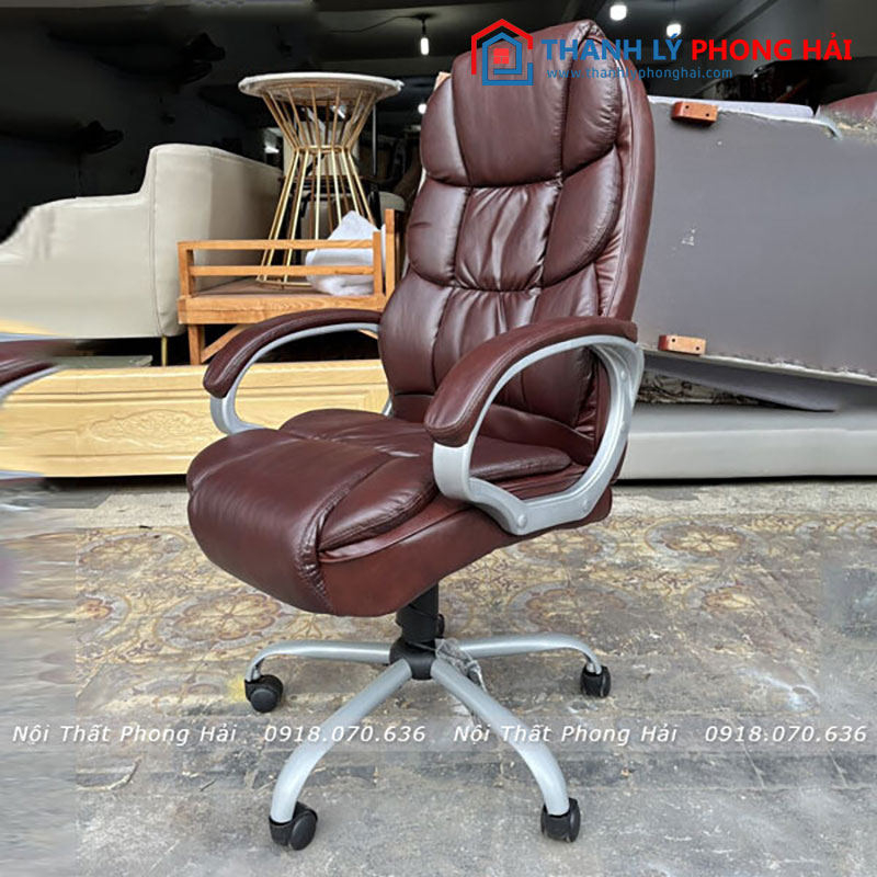 Thanh Lý Ghế Lãnh Đạo Da Nâu Sang Trọng Mới 99%