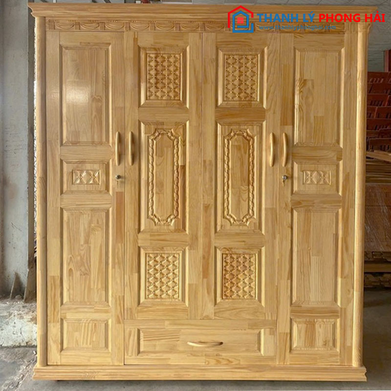 Tủ áo 4 cánh gỗ thông