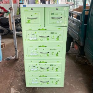 Tủ Nhựa Duy Tân 5 Tầng Màu Xanh Lá 55cm Cũ
