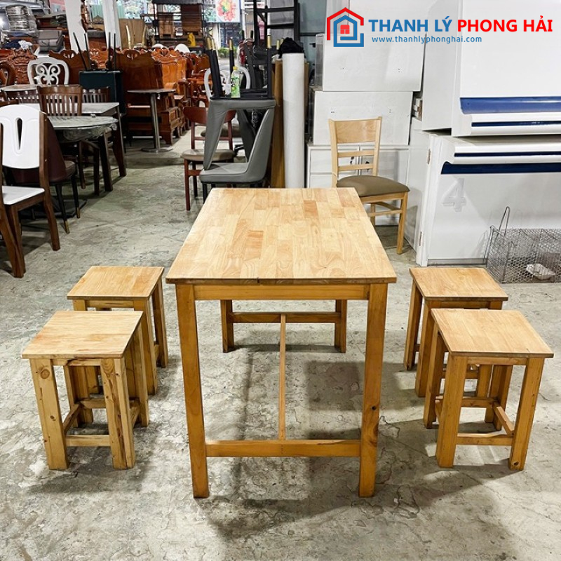 Bộ Bàn Ăn 4 Ghế Đẩu Cũ Gỗ Tự Nhiên Mới 90%