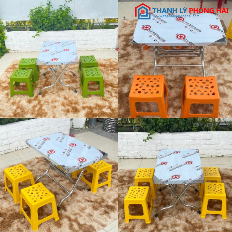Thanh Lý Bộ Bàn Ăn 4 Ghế Đôn Nhiều Màu Mới 99% (3 Màu)