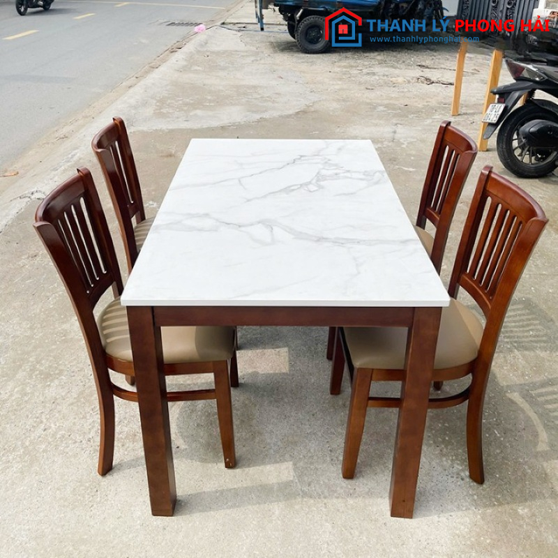 Thanh Lý Bộ Bàn Quán Ăn Mặt Đá Hàng Xuất Khẩu Mới 99%