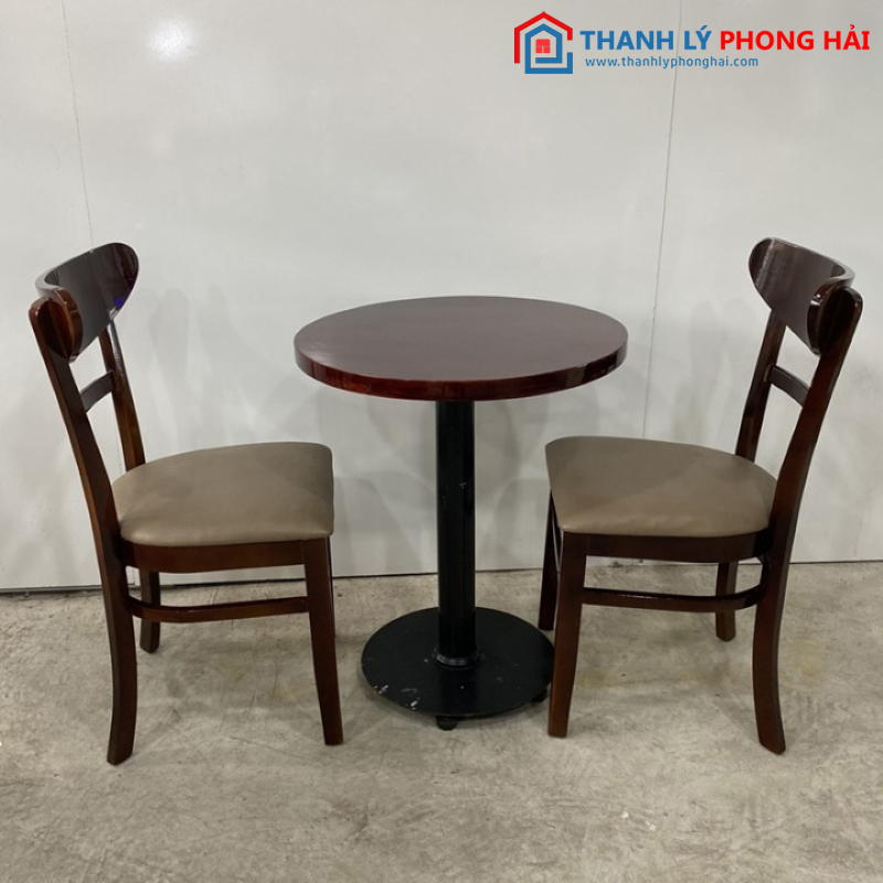 Bàn Cafe Tròn Cũ Gỗ Sồi Sang Trọng