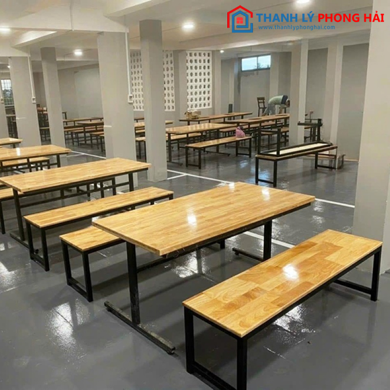 Bàn Làm Việc Nhóm Mặt Gỗ MDF Chân Chữ T