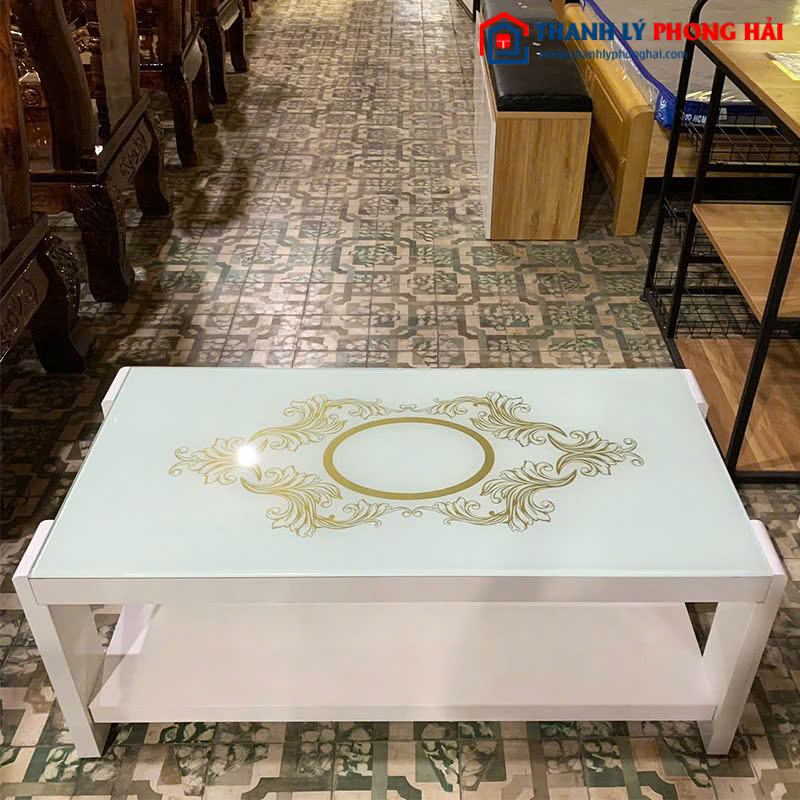 Thanh Lý Bàn Sofa Gỗ MDF Mặt Kính 95cm Mới 99%