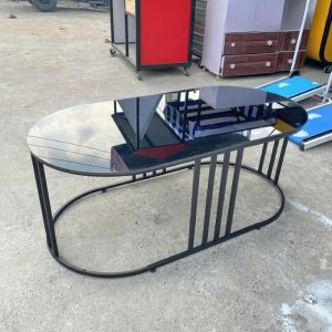 Bàn Sofa Hình Oval Đen 1m2 góc nghiêng