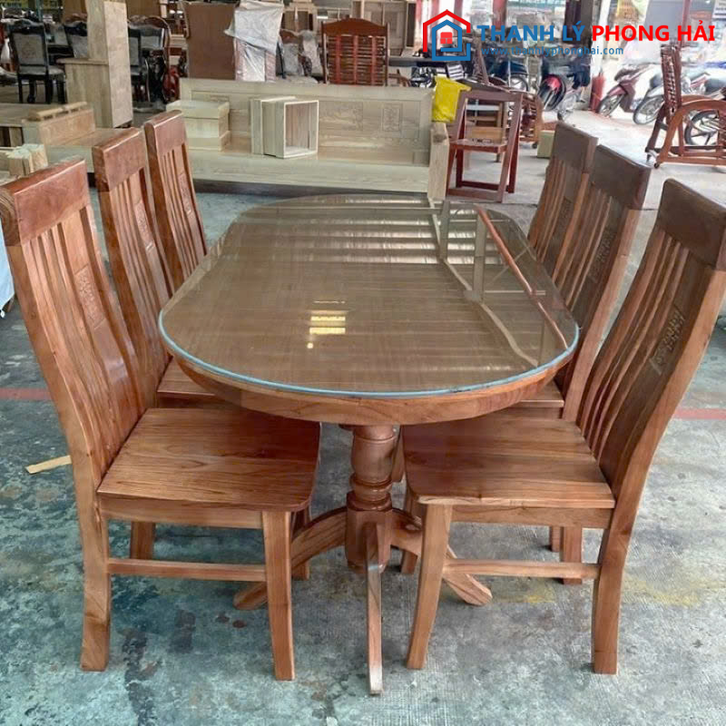 Thanh Lý Bộ Bàn Ăn Gỗ Xoan Bắc Tự Nhiên Mới 99%
