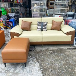 Bộ Sofa Da Màu Kem Nâu