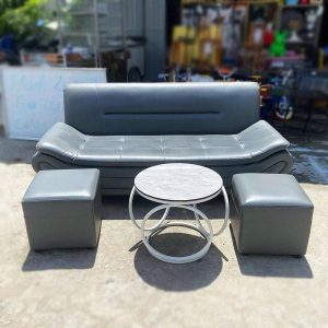 Bộ Sofa Thuyền Bọc Da Simili Khung Gỗ 1