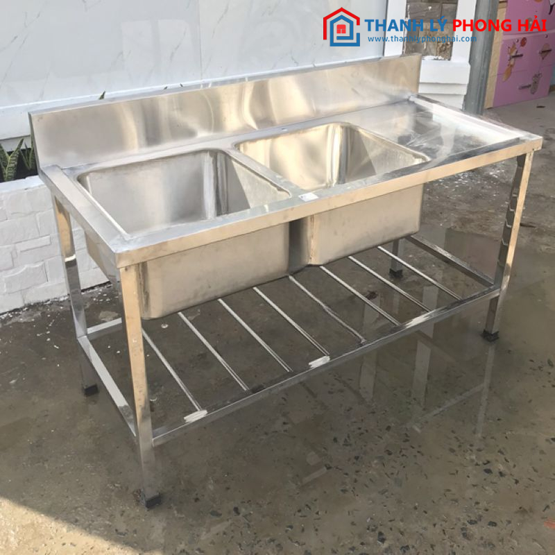 Bồn rửa chén chữ nhật 2 hộc inox