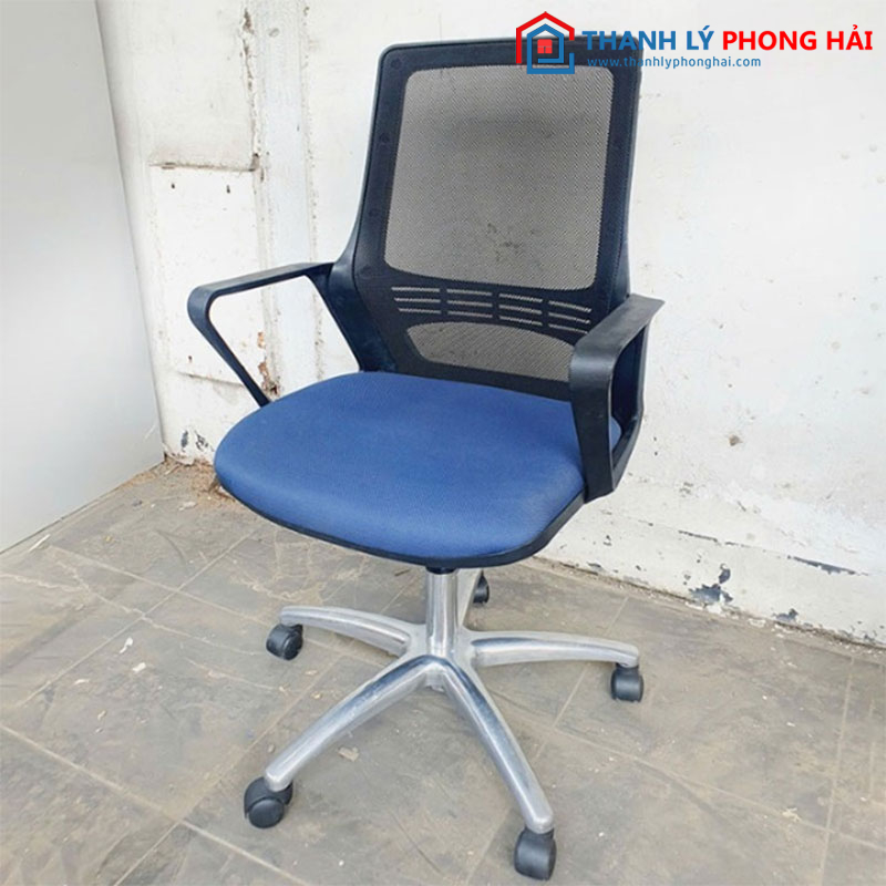 Ghế Xoay Crystal Đệm Xanh Chân Hợp Kim Cũ