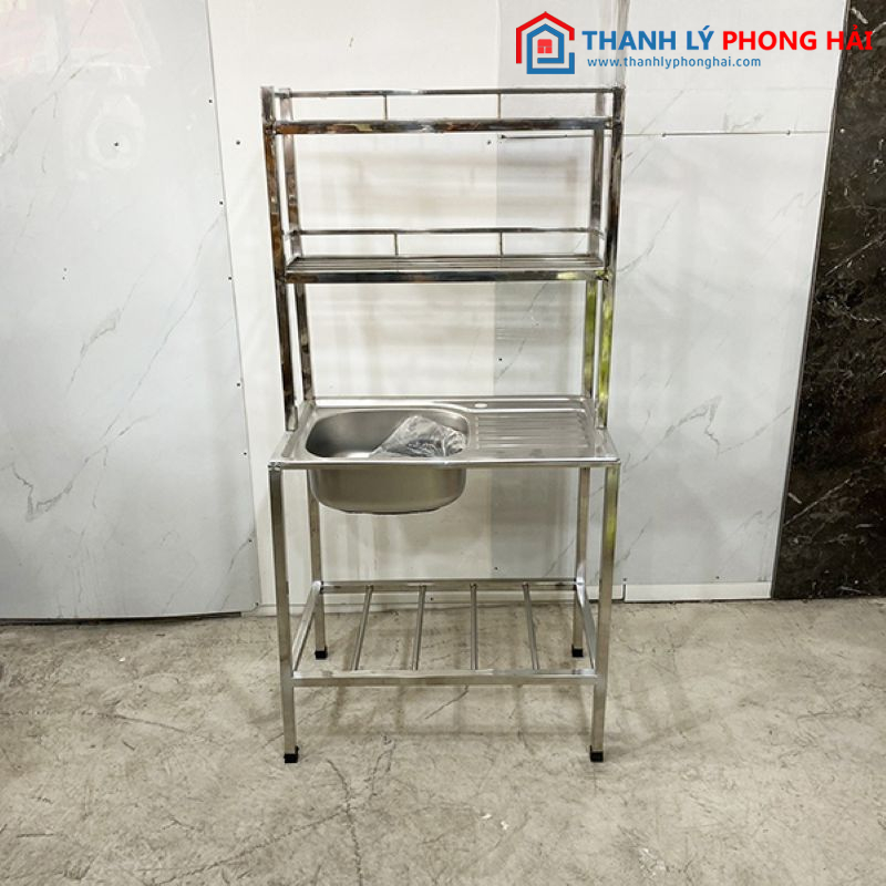 Bồn rửa chén inox 1 hộc có kệ mới 99%