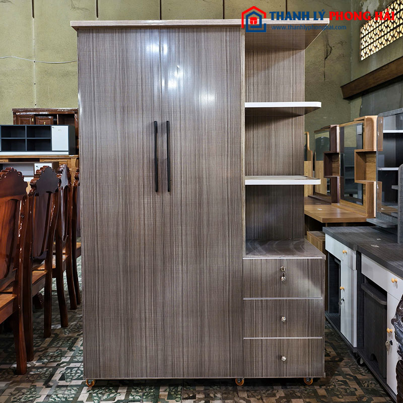 Thanh Lý Tủ Quần Áo Kèm Kệ Trưng Bày 1m25 Mới 99%