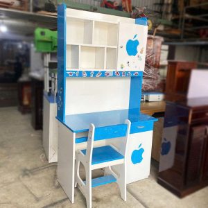 Bộ Bàn Học Sinh Gỗ MDF Màu Xanh Trắng 1m Cũ 2