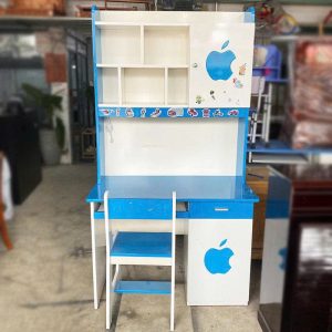 Bộ Bàn Học Sinh Gỗ MDF Màu Xanh Trắng 1m Cũ 1