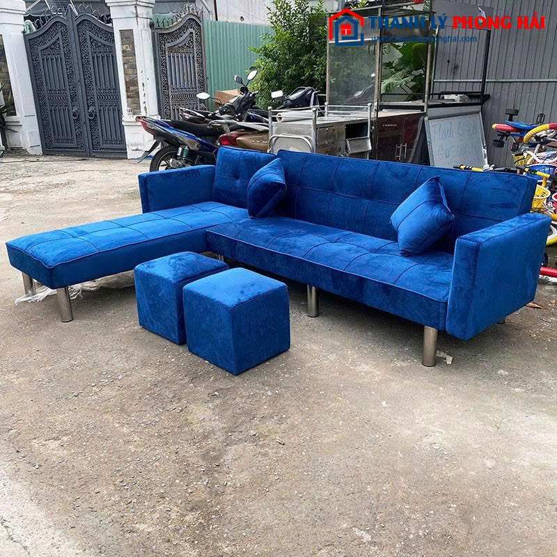 Bộ Sofa Bed Góc L Màu Xanh Hiện Đại 2m6 1