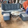 Bộ Sofa Da Xám Kèm Bàn Và 3 Đôn 1m8 Cũ 2