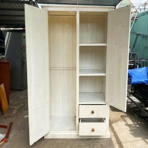 Tủ Áo Gỗ Tự Nhiên Màu Trắng 1m Cũ 1