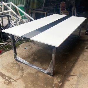 Bàn Họp Khung Sắt 2m4 Mặt Gỗ Công Nghiệp Cũ 2