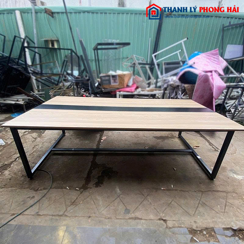 Bàn Họp Mặt Gỗ 2m4 Chân Chữ U Cũ 2