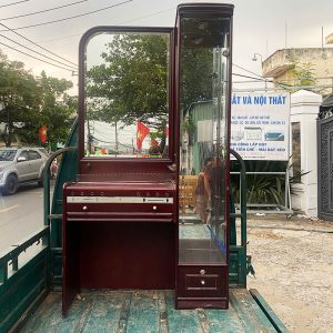 Bàn Trang Điểm Gỗ Nâu Kèm Tủ Trưng Bày Cũ