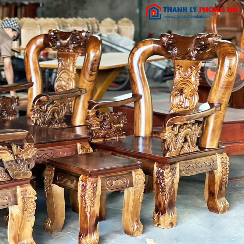 Bộ Salon Gỗ Tràm Tự Nhiên Tay 10 Mới 99%