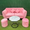 Bộ Sofa Đôn Tròn Màu Hồng Nhạt Mới 99%