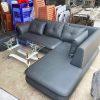 Bộ Sofa Góc L Da Màu Đen Kèm Bàn Kính 2m2 Cũ 2