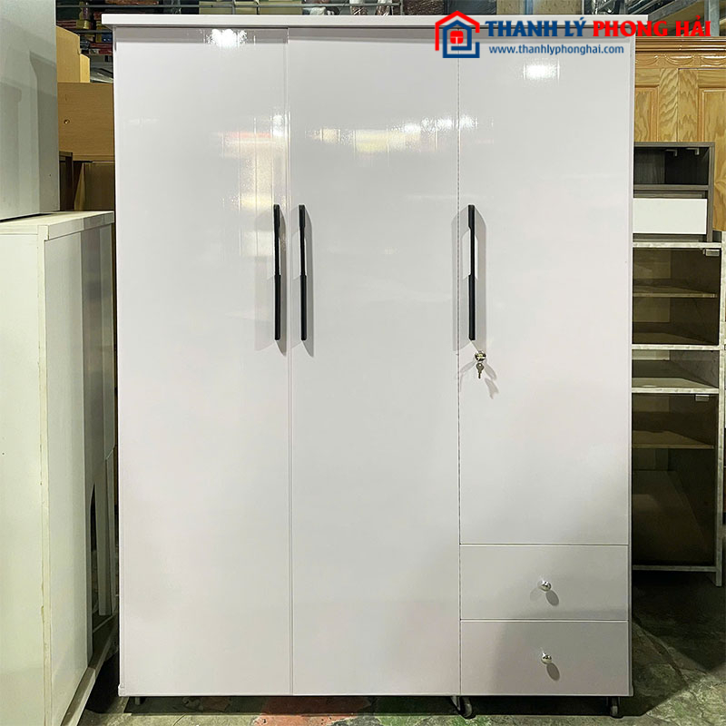 Tủ Quần Áo Nhựa 3 Cánh Màu Vân Gỗ 1m2 Mới 99% (Nhiều Màu)