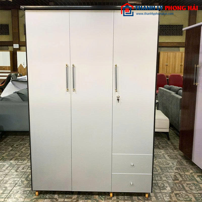 Tủ Quần Áo Nhựa 3 Cánh Màu Vân Gỗ 1m2 Mới 99% (Nhiều Màu)