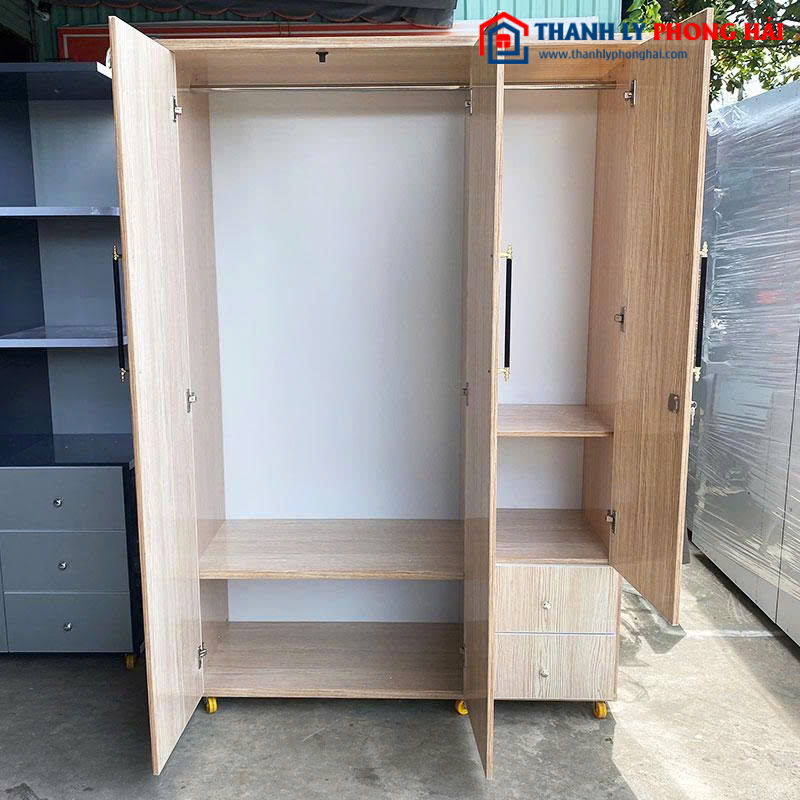Tủ Quần Áo Nhựa 3 Cánh Màu Vân Gỗ 1m2 Mới 99% (Nhiều Màu)